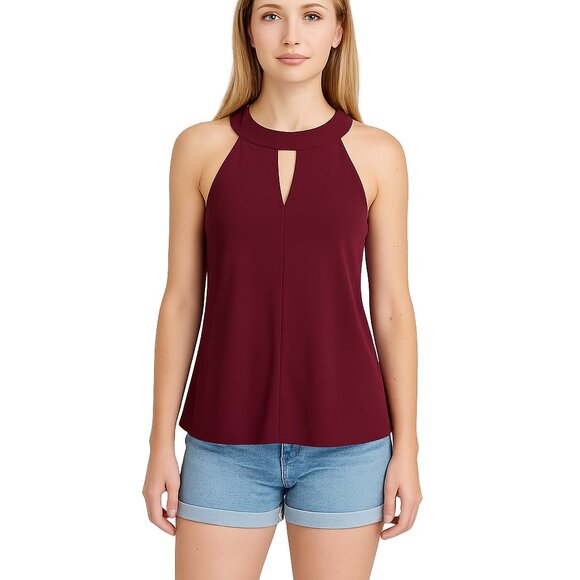 White House Black Market Tops - NWT White House Black Market Sleeveless Halter Keyhole Top Zinfandel M